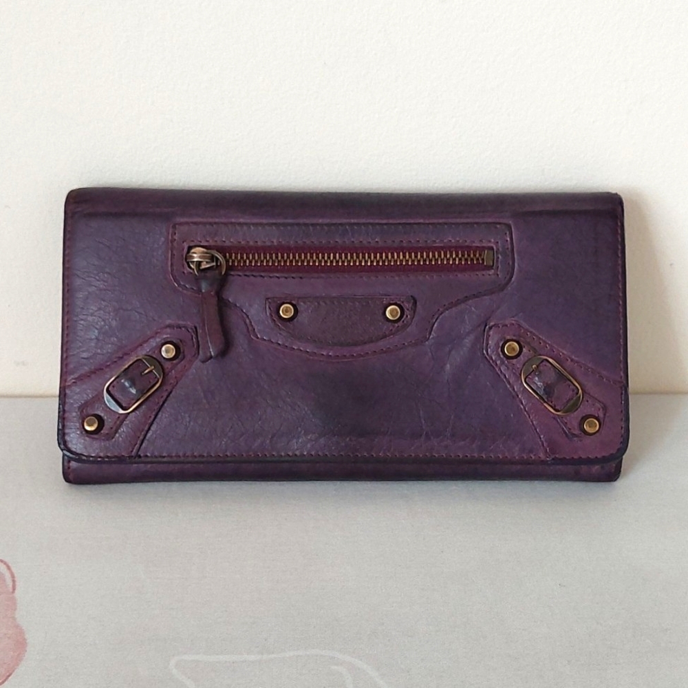 Balenciaga Purple Leather Wallet